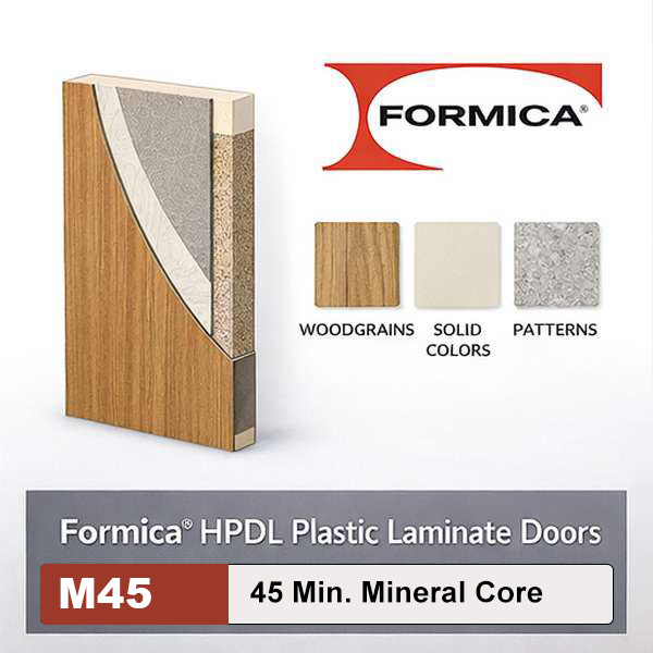 Formica High Pressure Decorative Laminate Commercial Wood Doors, 45min. Fire Rated Mineral Core