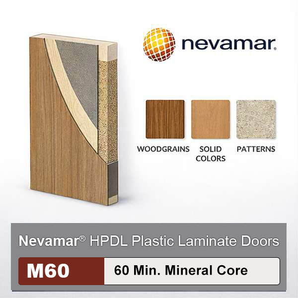 Nevamar High Pressure Decorative Laminate Commercial Wood Doors, 60min. Fire Rated Mineral Core