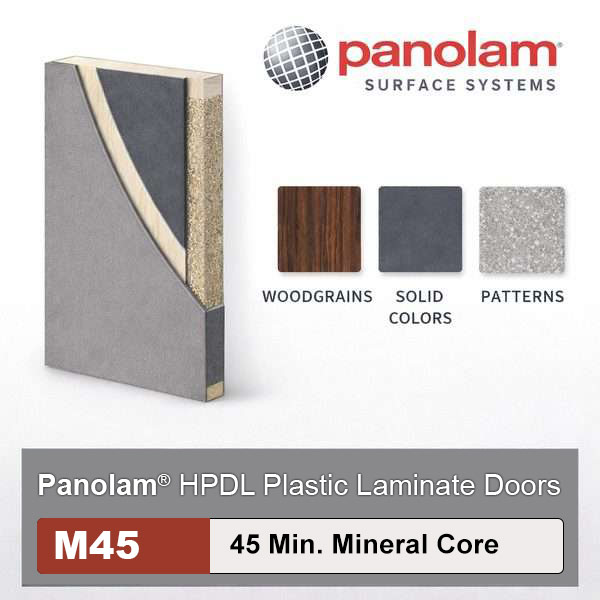 Panolam High Pressure Decorative Laminate Commercial Wood Doors, 45min. Fire Rated Mineral Core