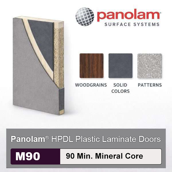 Panolam High Pressure Decorative Laminate Commercial Wood Doors, 90min. Fire Rated Mineral Core