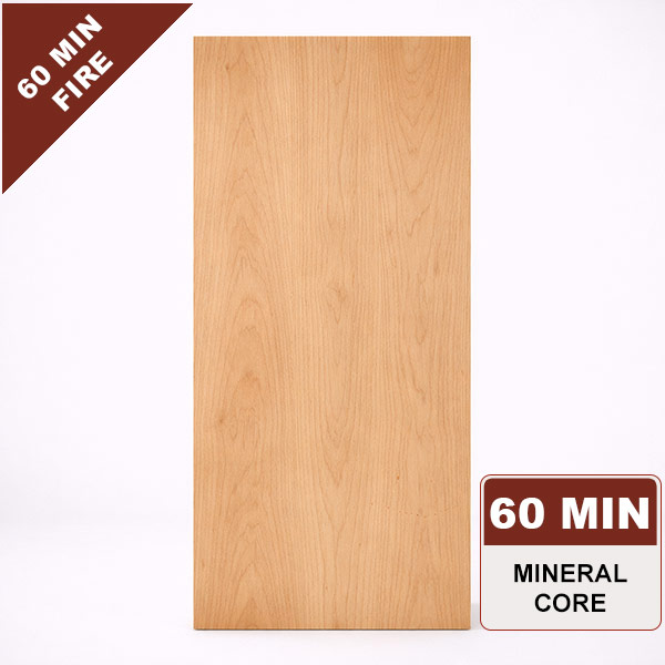 Plain Sliced Cherry Commercial Wood Door, 60min. Fire Rated Mineral Core, Stain Grade