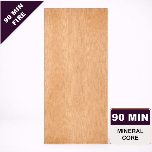 Plain Sliced Cherry Commercial Wood Door, 90min. Fire Rated Mineral Core, Stain Grade