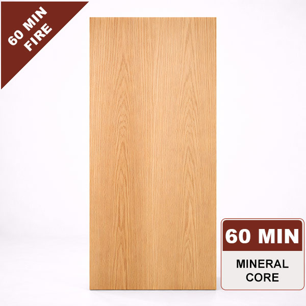 Plain Sliced Red Oak Commercial Wood Door, 60min. Fire Rated Mineral Core, Stain Grade