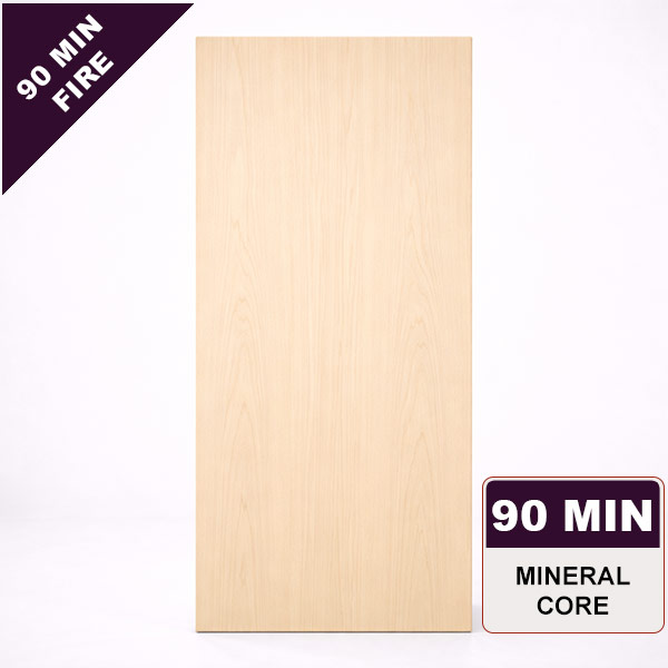 Plain Sliced White Maple Commercial Wood Door, 90min. Fire Rated Mineral Core, Stain Grade