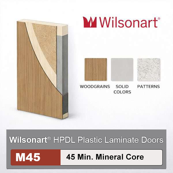Wilsonart High Pressure Decorative Laminate Commercial Wood Doors, 45min. Fire Rated Mineral Core