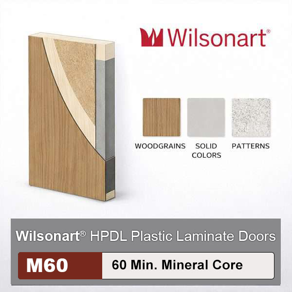 Wilsonart High Pressure Decorative Laminate Commercial Wood Doors, 60min. Fire Rated Mineral Core